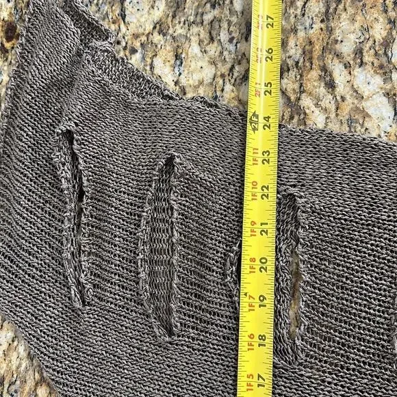 Cotton Blend Cutout Detail Taupe Relaxed Fit Pullover Sweater Size XL/XXL - Picture 7 of 8